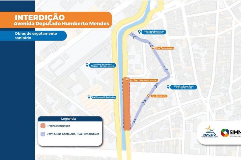 Veja o mapa e acompanhe as vias alternativas durante a interdição