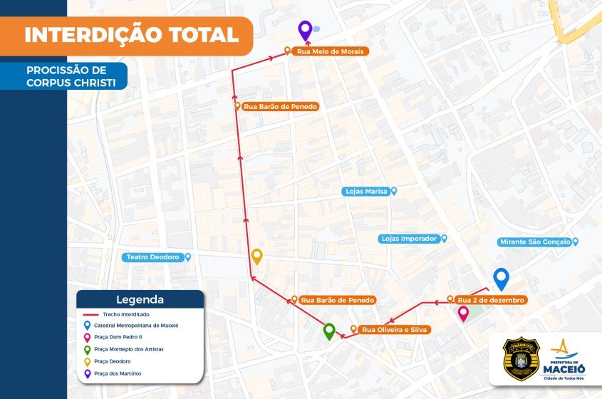 Confira o trecho que terá interdição total